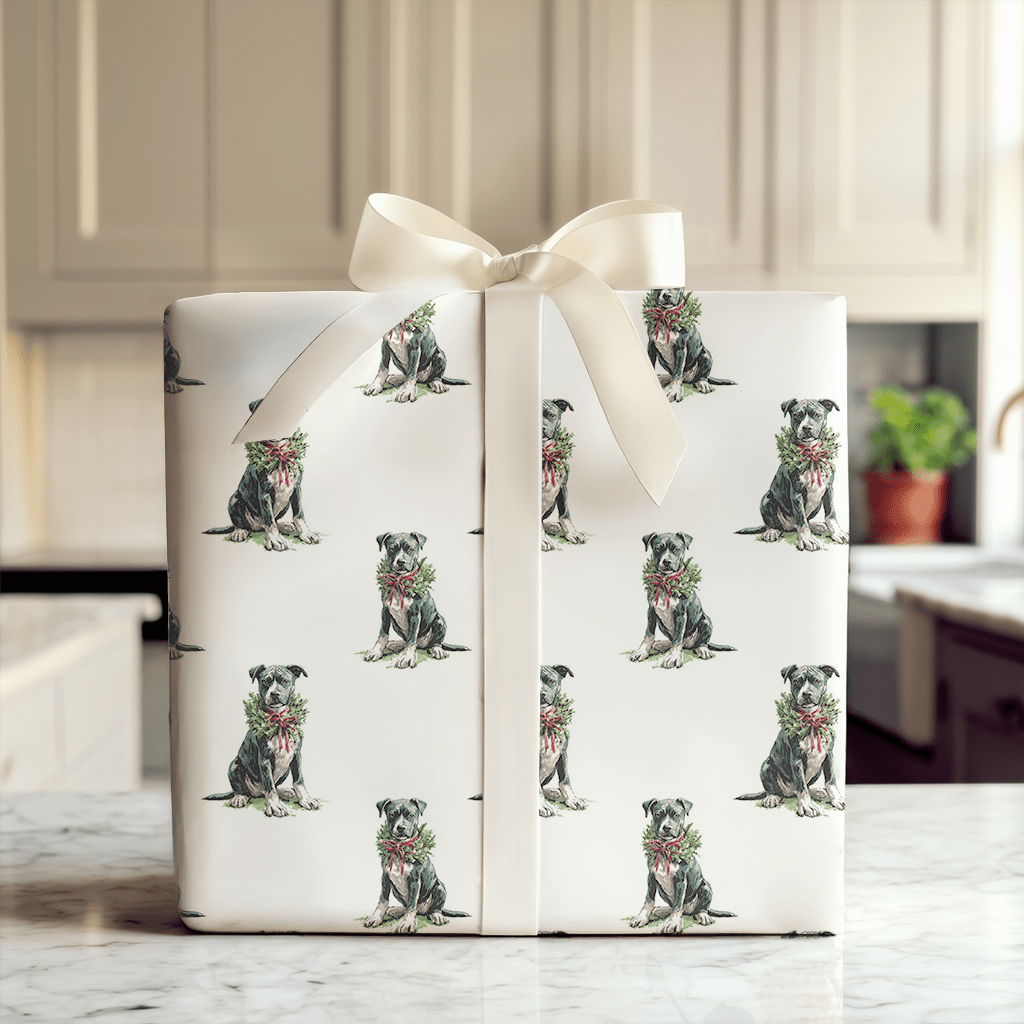 Pit Bull Festive - Wrapping Paper - Aspen & Arlo