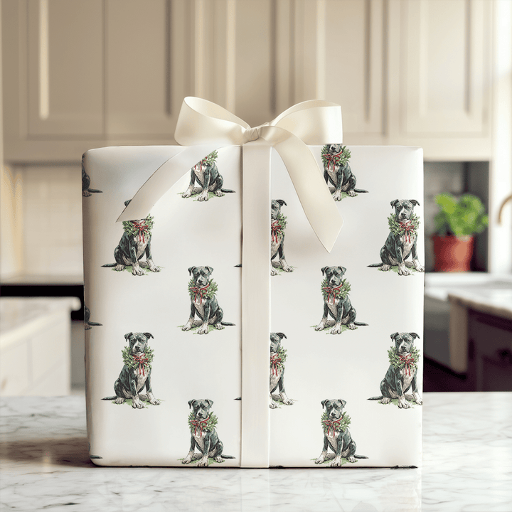 Pit Bull Festive - Wrapping Paper - Aspen & Arlo