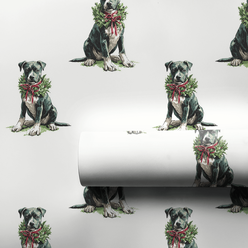 Pit Bull Festive - Wrapping Paper - Aspen & Arlo