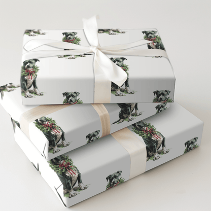 Pit Bull Festive - Wrapping Paper - Aspen & Arlo