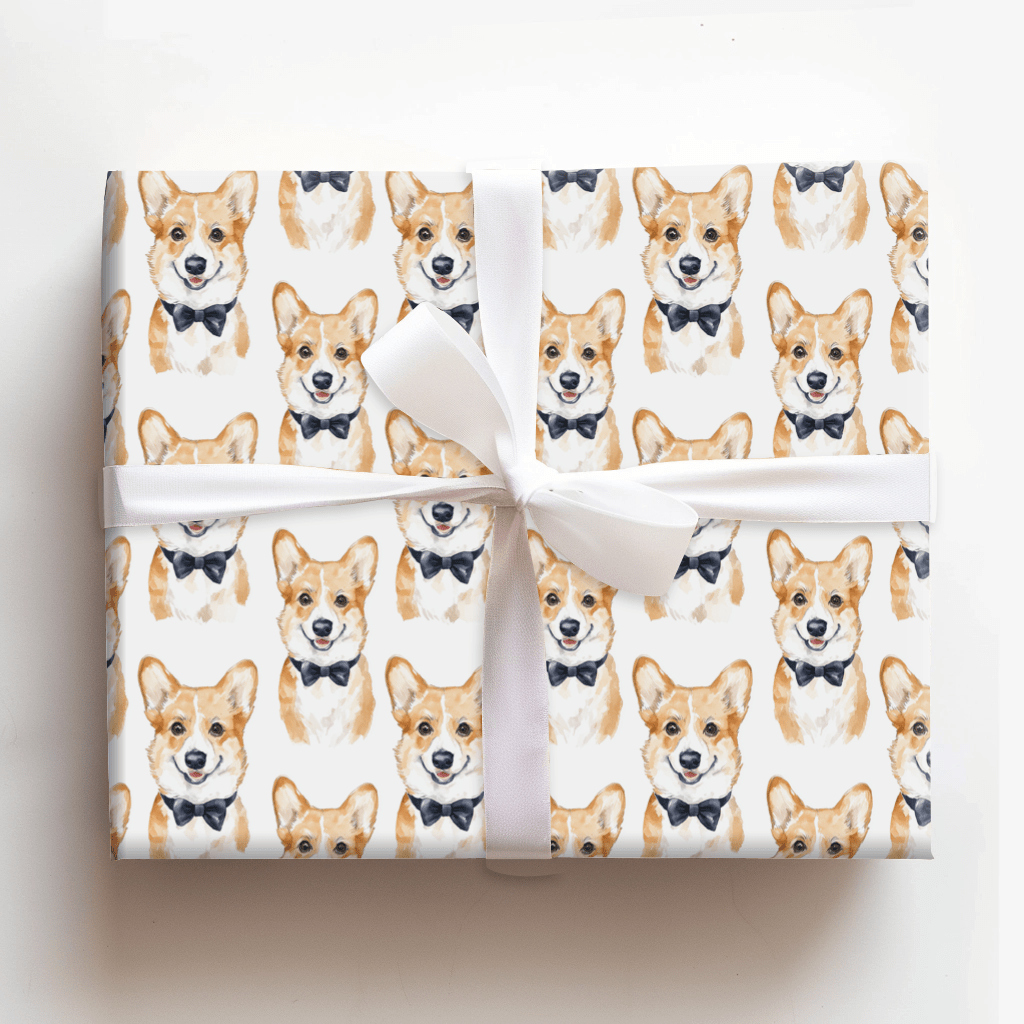 Black Tie with the Corgis - Wrapping Paper - Aspen & Arlo