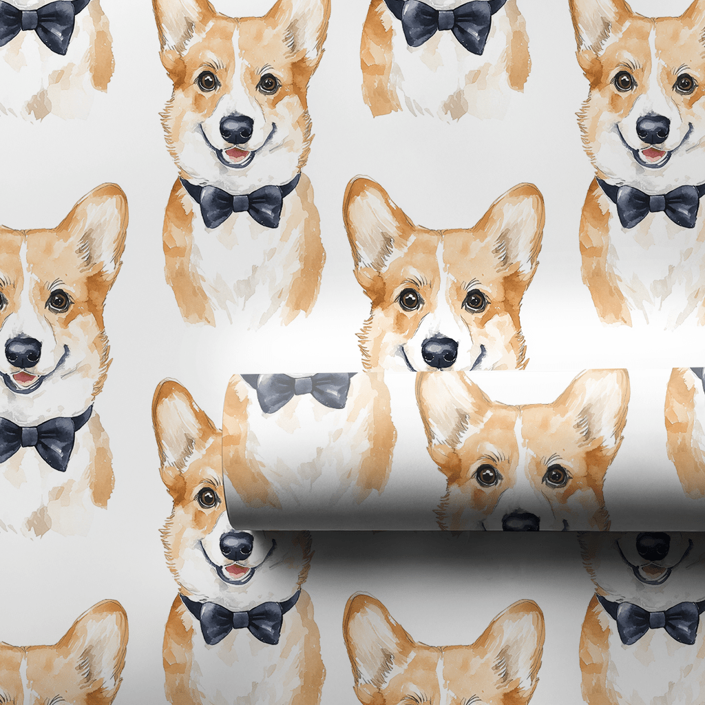 Black Tie with the Corgis - Wrapping Paper - Aspen & Arlo