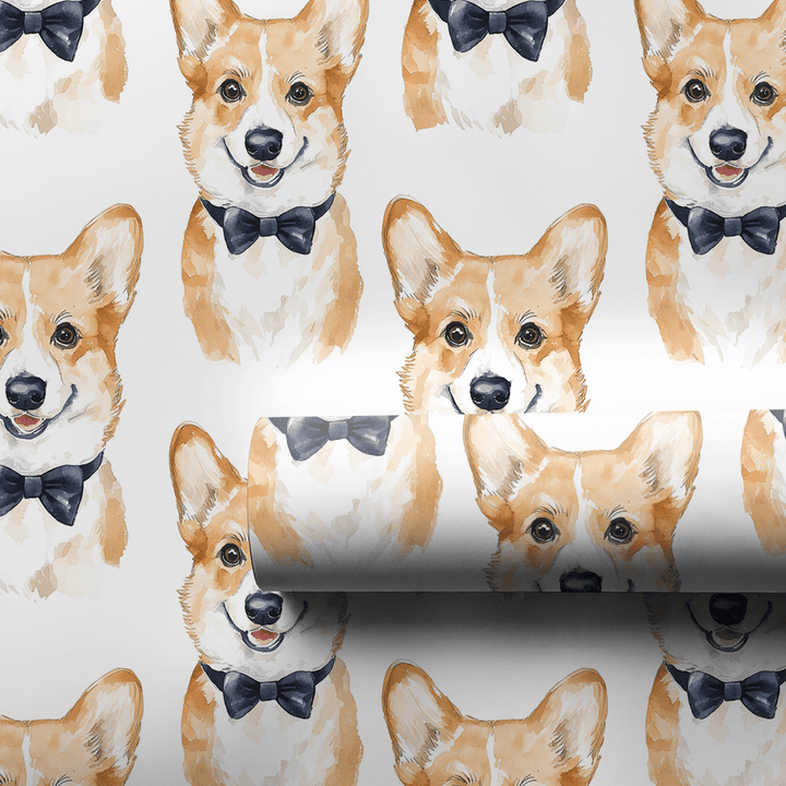 Black Tie with the Corgis - Wrapping Paper - Aspen & Arlo