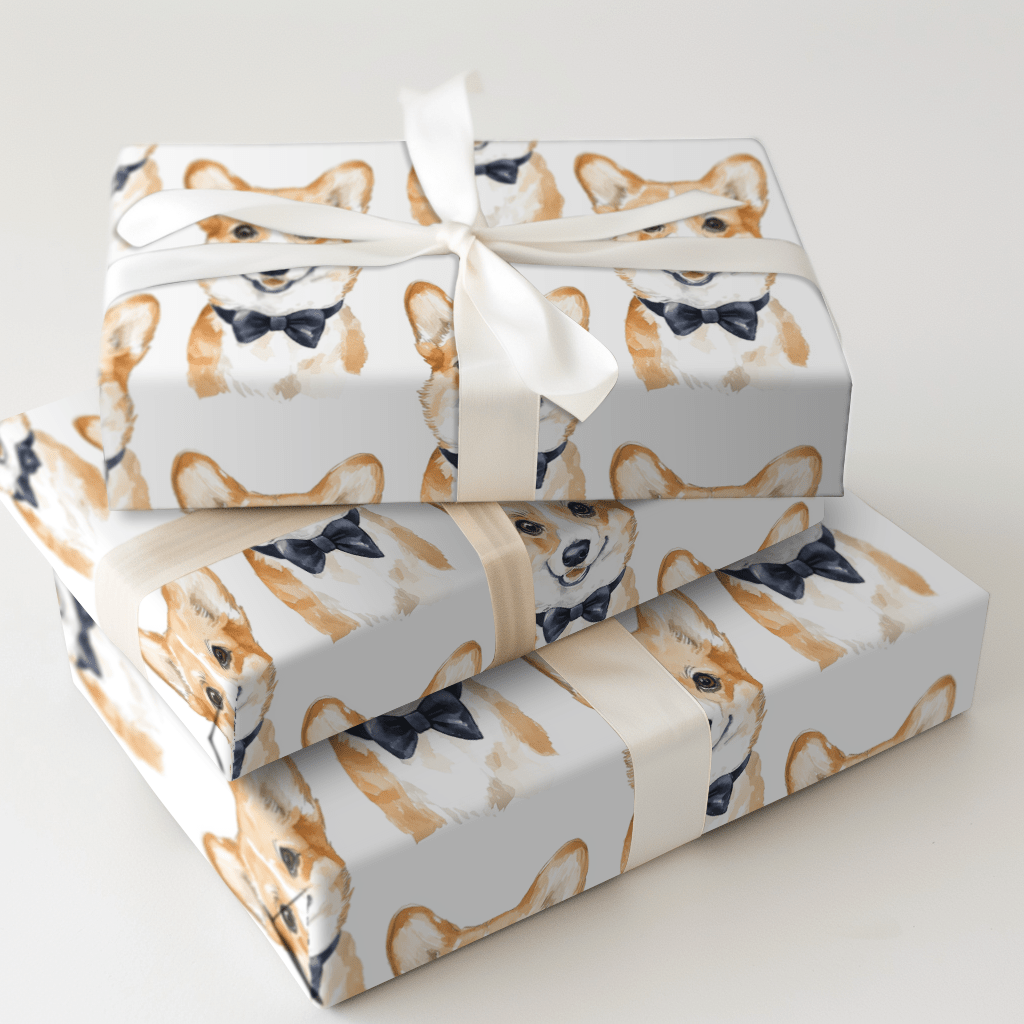 Black Tie with the Corgis - Wrapping Paper - Aspen & Arlo