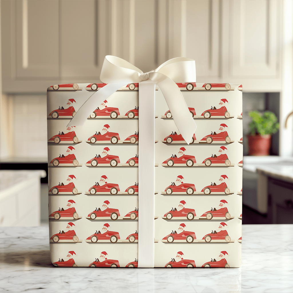 Santas Fast Lane - Wrapping Paper - Aspen & Arlo