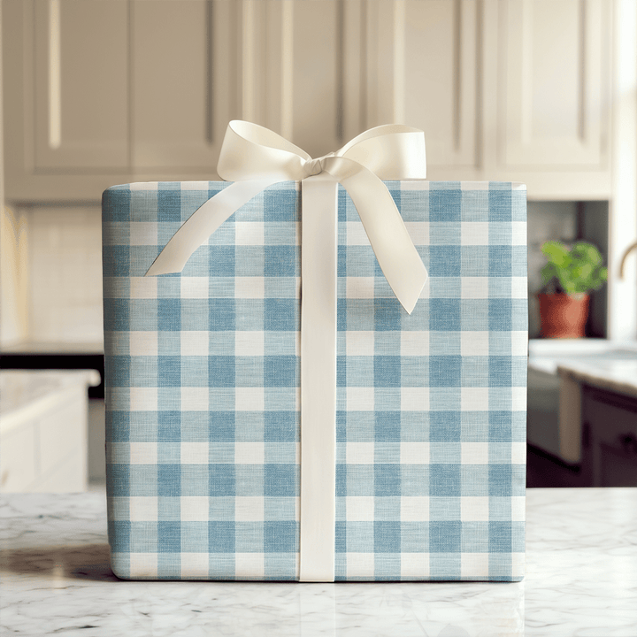 Vintage Check of Blue - Wrapping Paper - Aspen & Arlo