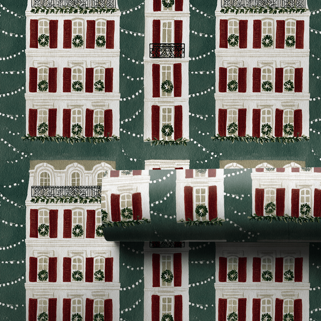 Wreathed and Lit - Wrapping Paper - Aspen & Arlo