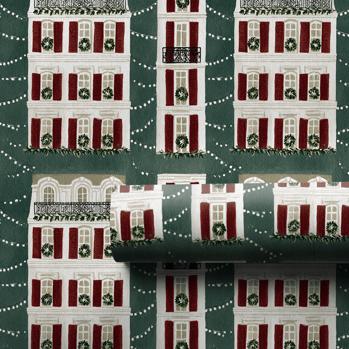Wreathed and Lit - Wrapping Paper - Aspen & Arlo