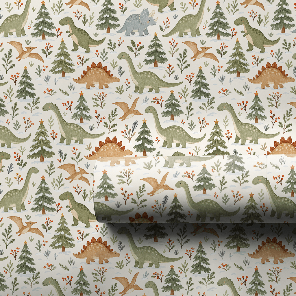 Woodland Winter Dinos - Wrapping Paper - Aspen & Arlo