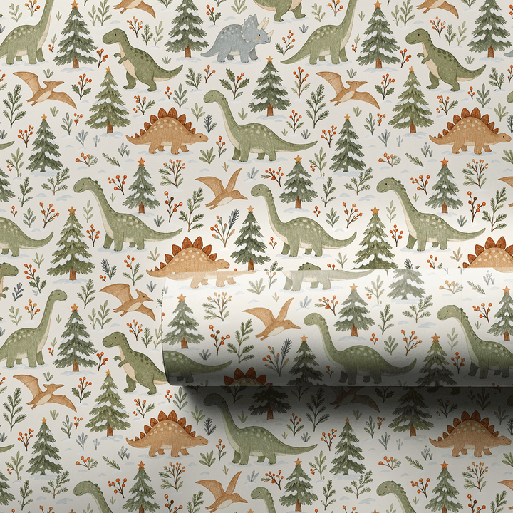 Woodland Winter Dinos - Wrapping Paper - Aspen & Arlo