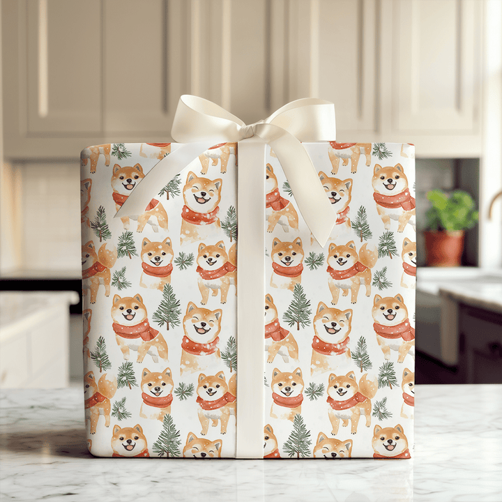 Snow Day with the Shiba Inu - Wrapping Paper - Aspen & Arlo