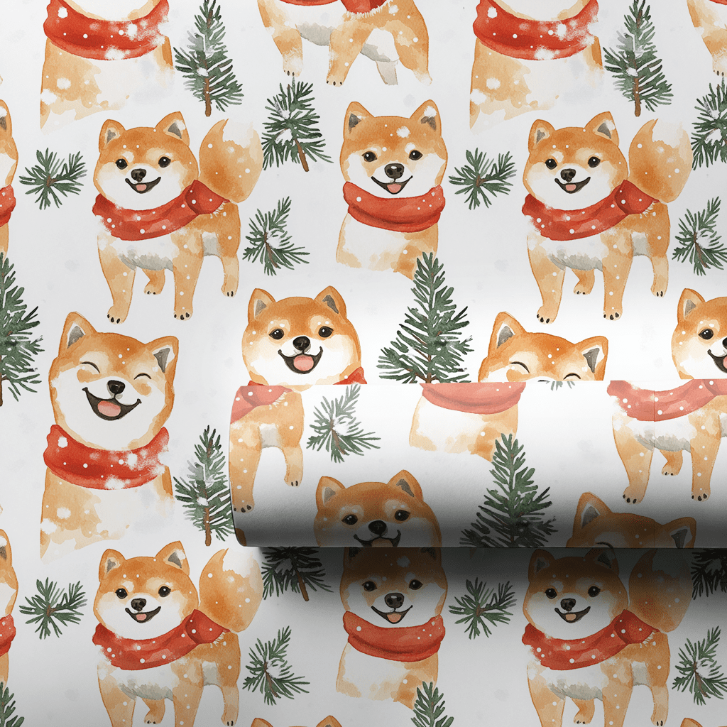 Snow Day with the Shiba Inu - Wrapping Paper - Aspen & Arlo