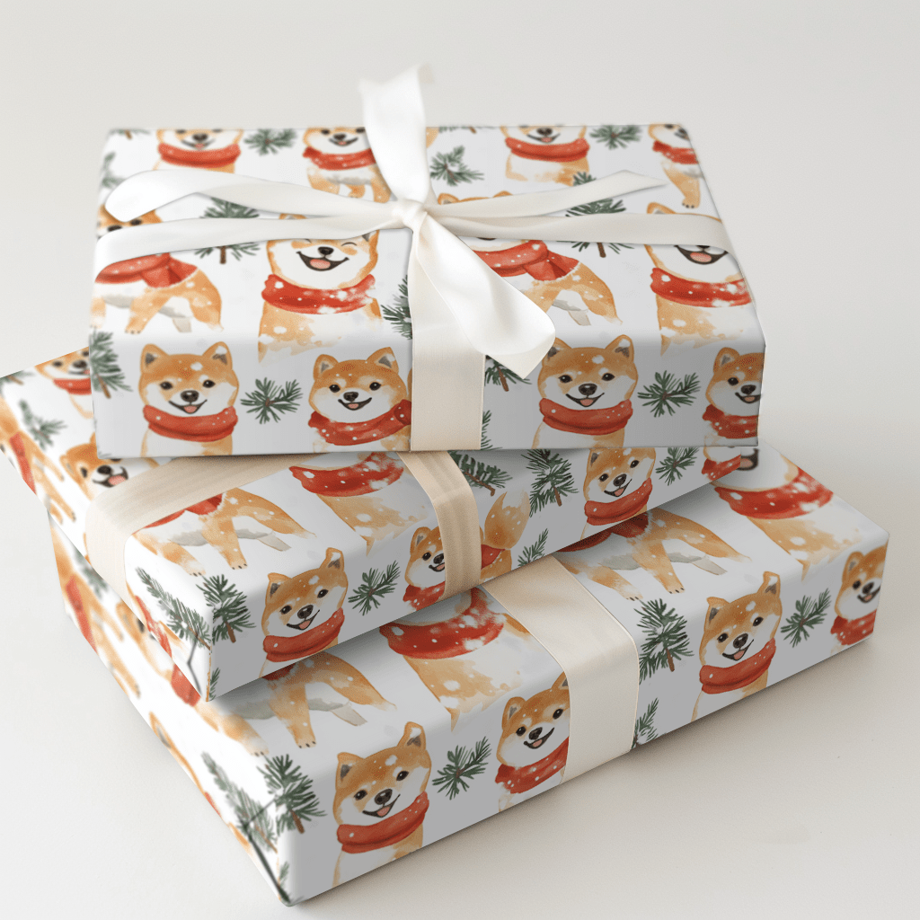 Snow Day with the Shiba Inu - Wrapping Paper - Aspen & Arlo