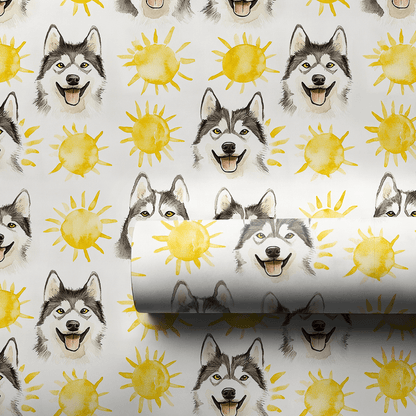 Sunny Day with the Huskies - Wrapping Paper - Aspen & Arlo