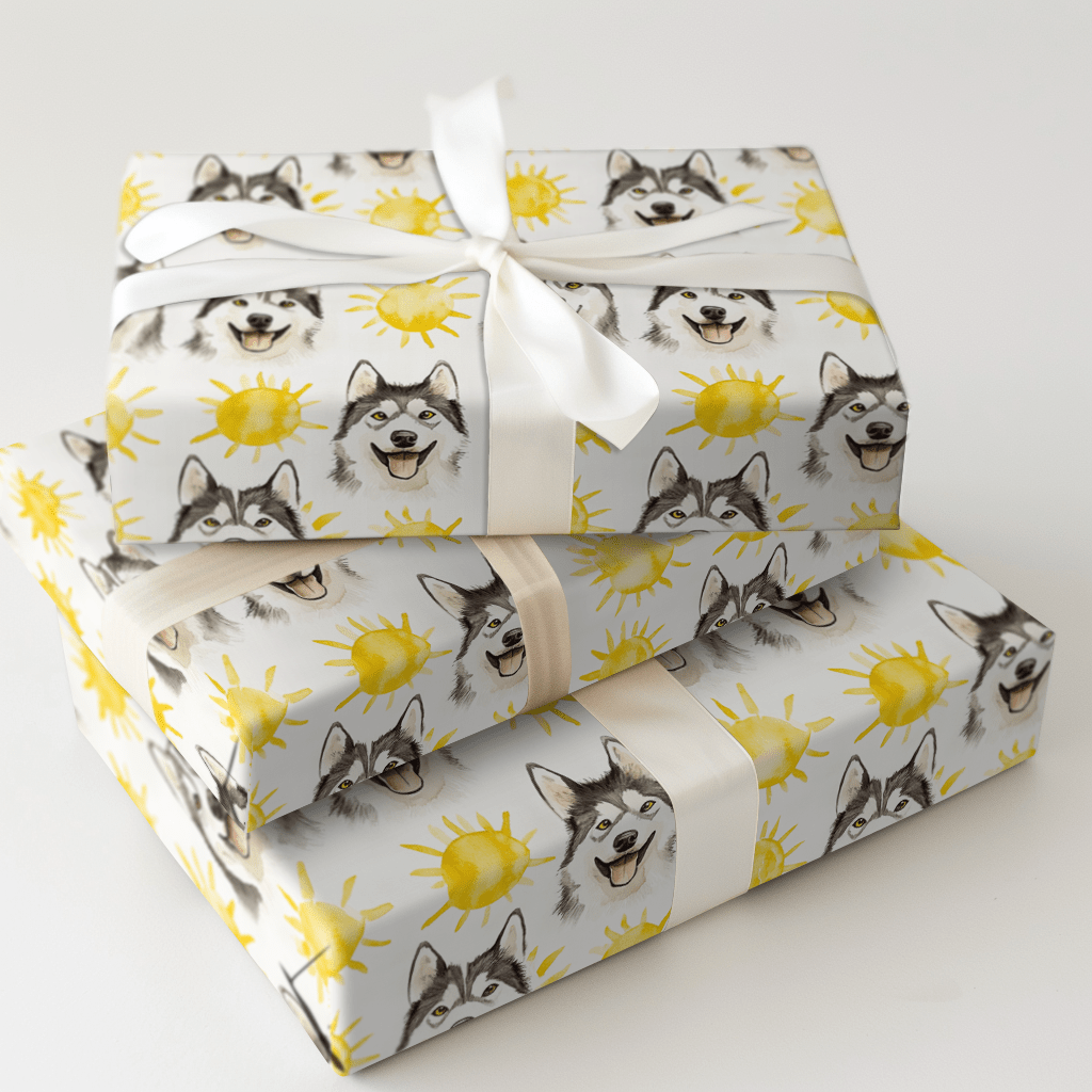 Sunny Day with the Huskies - Wrapping Paper - Aspen & Arlo