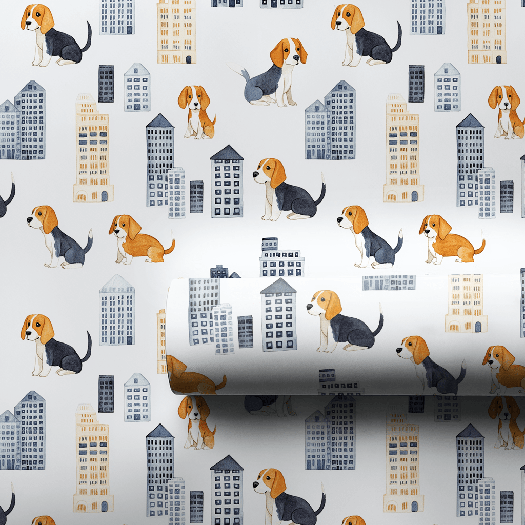 City with the Beagles - Wrapping Paper - Aspen & Arlo