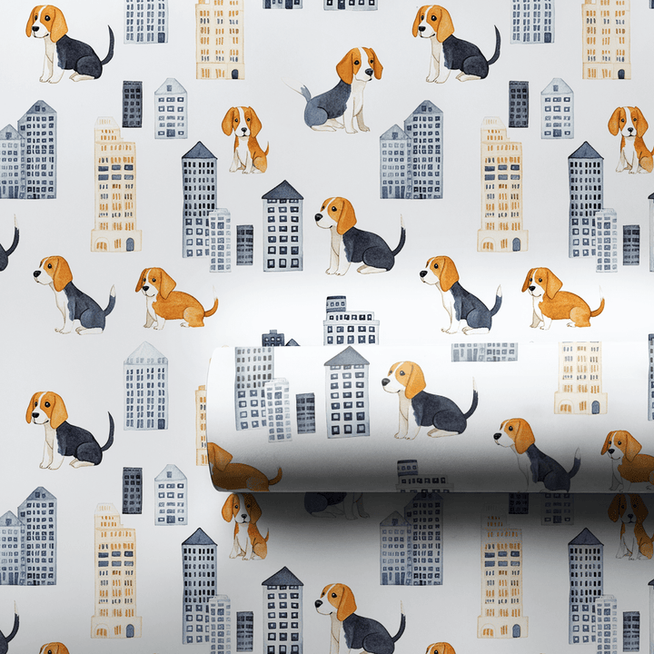 City with the Beagles - Wrapping Paper - Aspen & Arlo