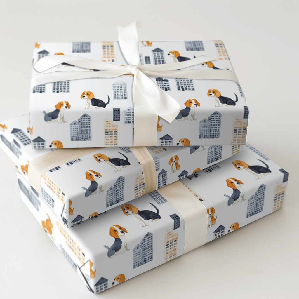 City with the Beagles - Wrapping Paper - Aspen & Arlo