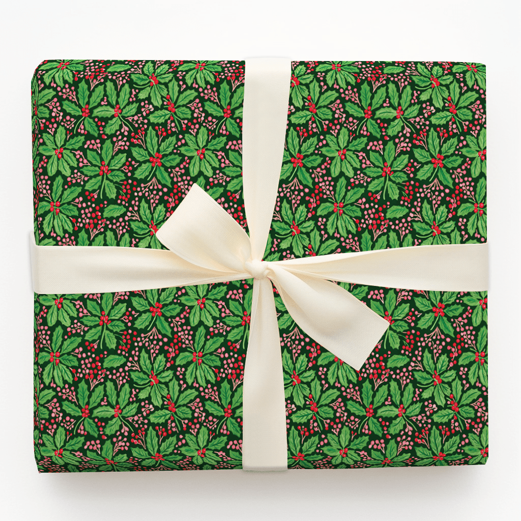 Green Berry Holly - Wrapping Paper - Aspen & Arlo