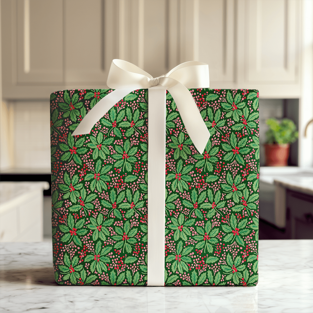 Green Berry Holly - Wrapping Paper - Aspen & Arlo