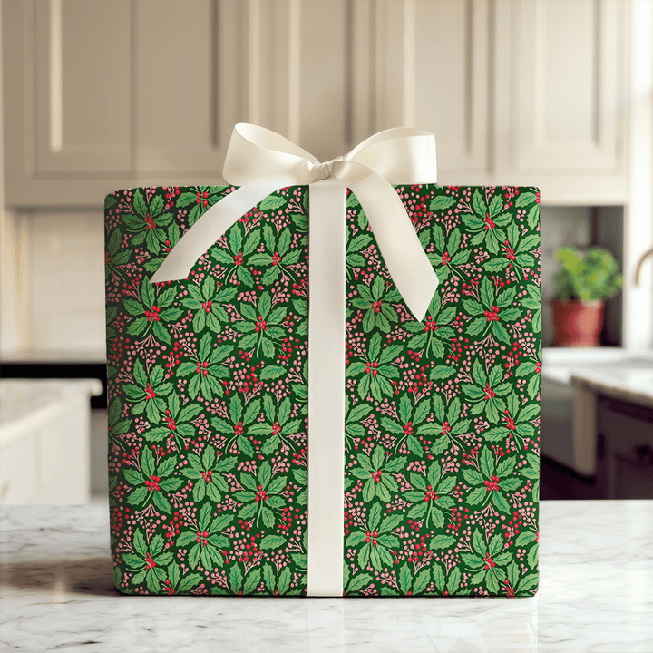 Green Berry Holly - Wrapping Paper - Aspen & Arlo