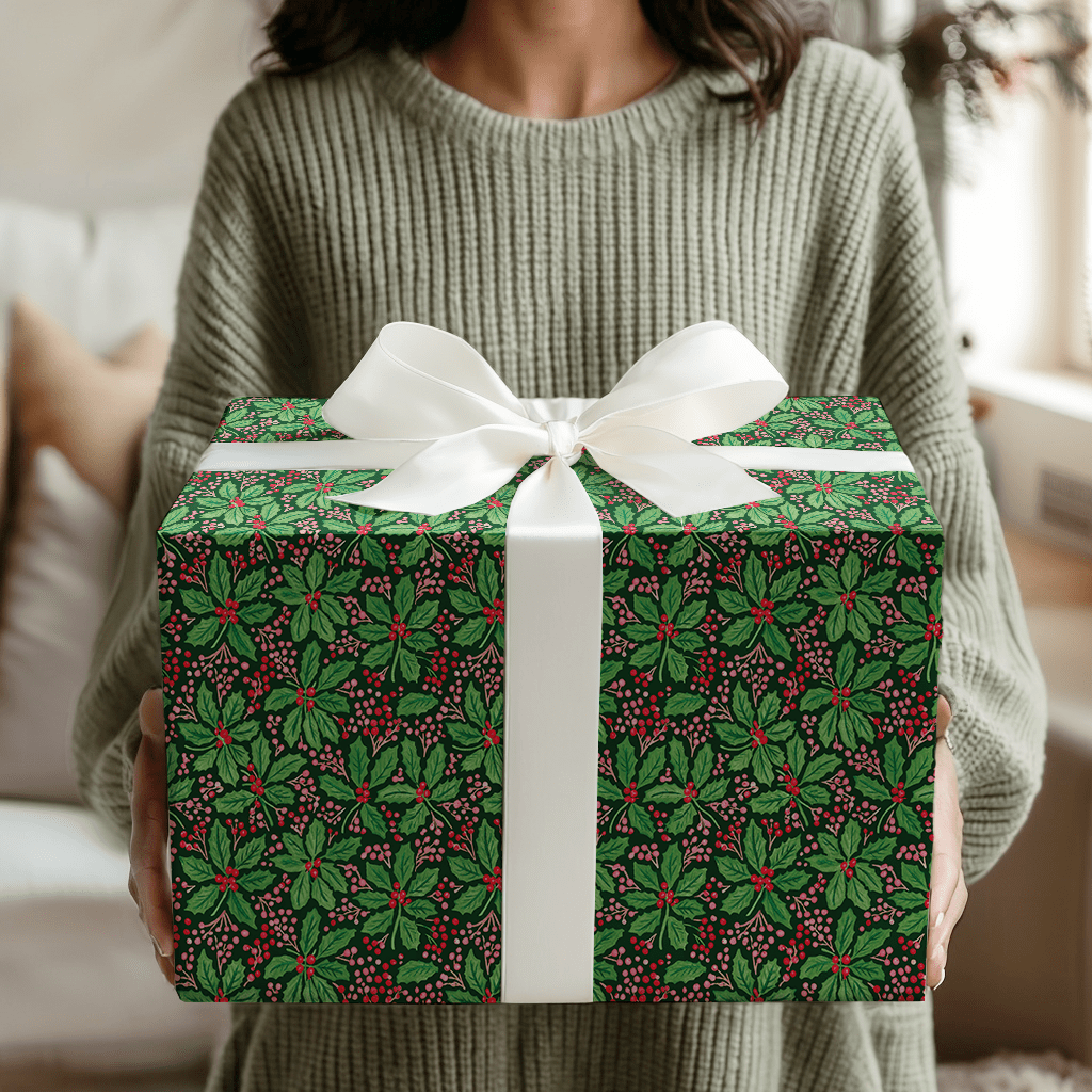 Green Berry Holly - Wrapping Paper - Aspen & Arlo