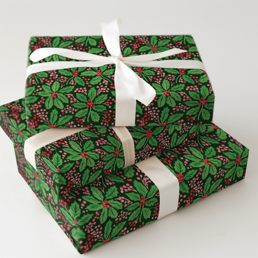 Green Berry Holly - Wrapping Paper - Aspen & Arlo