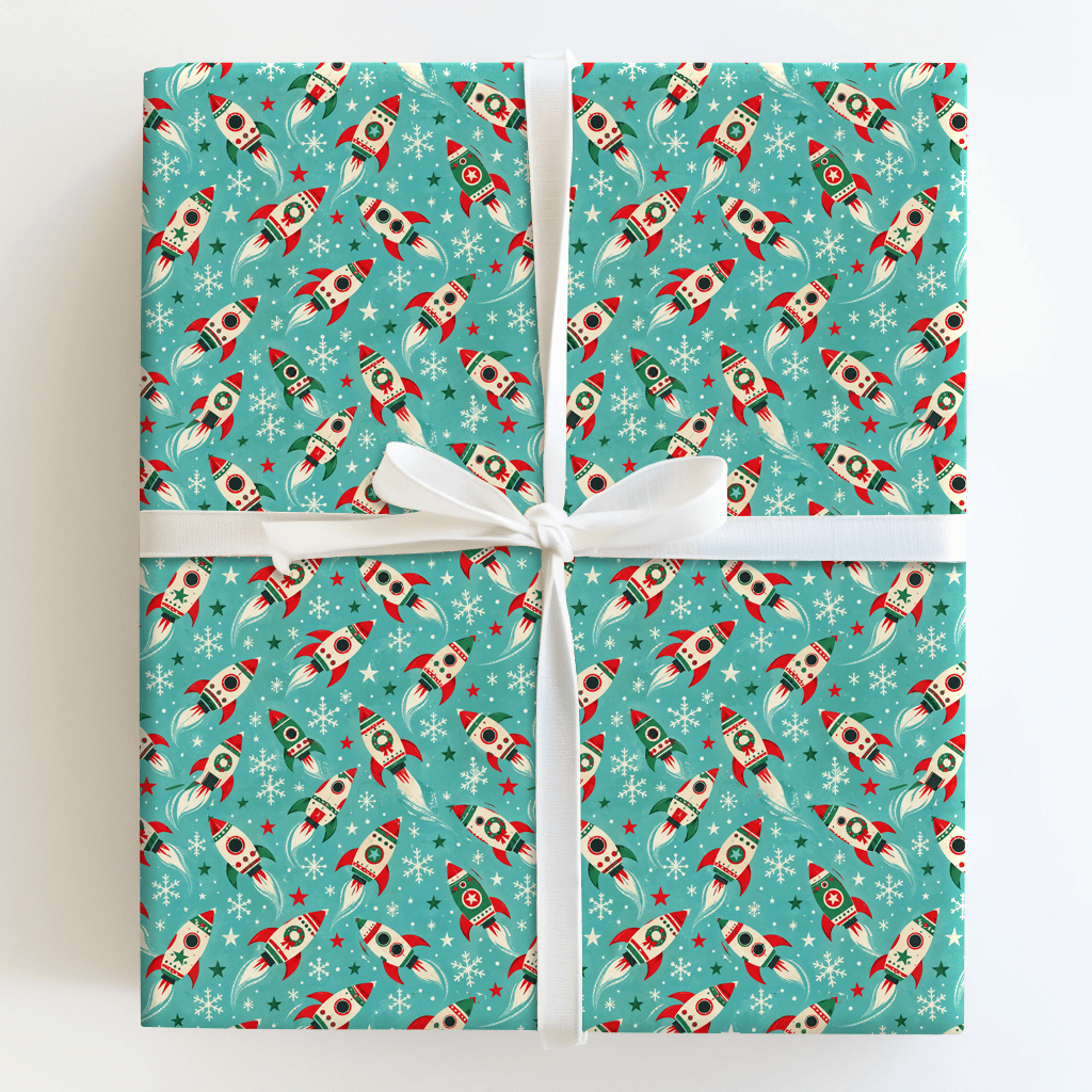 Rocket to the North Pole - Wrapping Paper - Aspen & Arlo