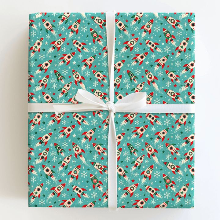 Rocket to the North Pole - Wrapping Paper - Aspen & Arlo