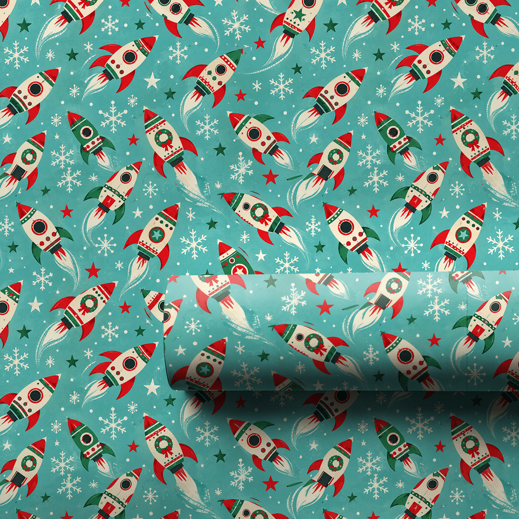 Rocket to the North Pole - Wrapping Paper - Aspen & Arlo