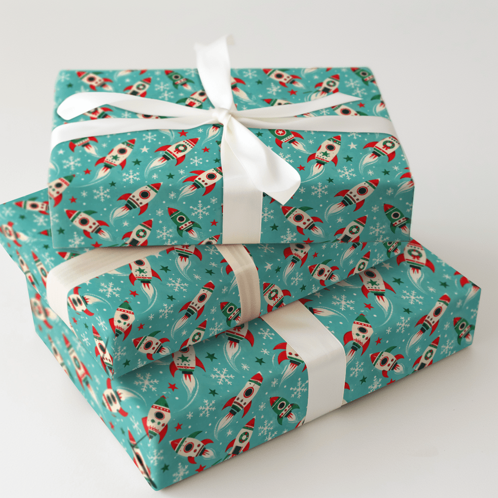 Rocket to the North Pole - Wrapping Paper - Aspen & Arlo