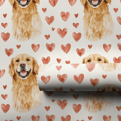 Golden Retriever Valentine - Wrapping Paper - Aspen & Arlo