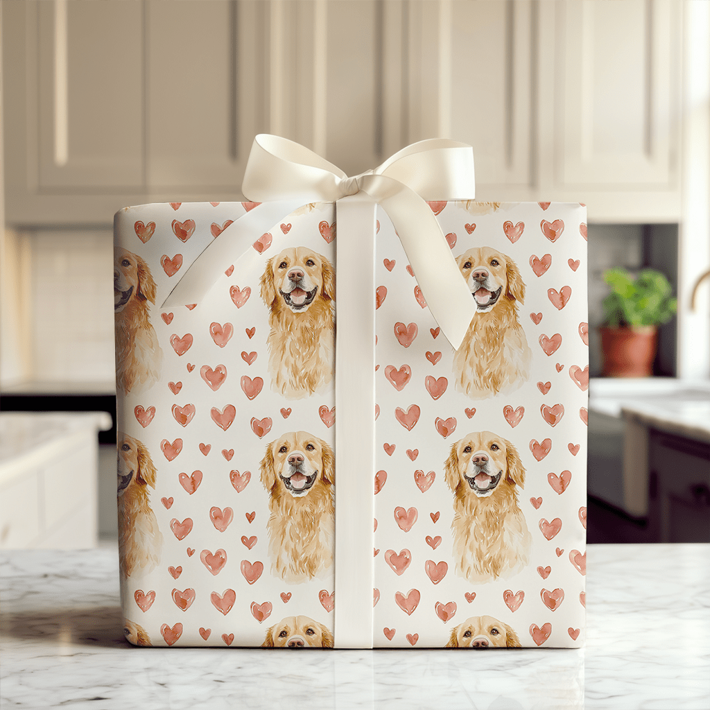 Golden Retriever Valentine - Wrapping Paper - Aspen & Arlo