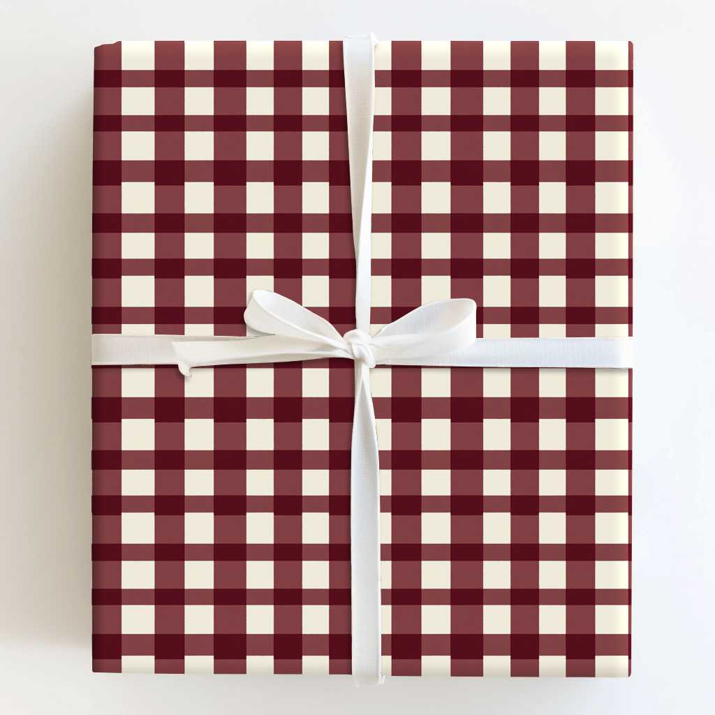 Maroon Check - Wrapping Paper - Aspen & Arlo