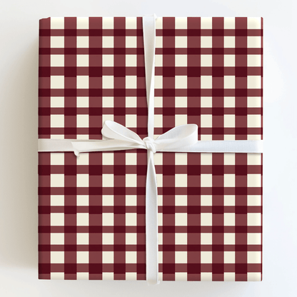 Maroon Check - Wrapping Paper - Aspen & Arlo