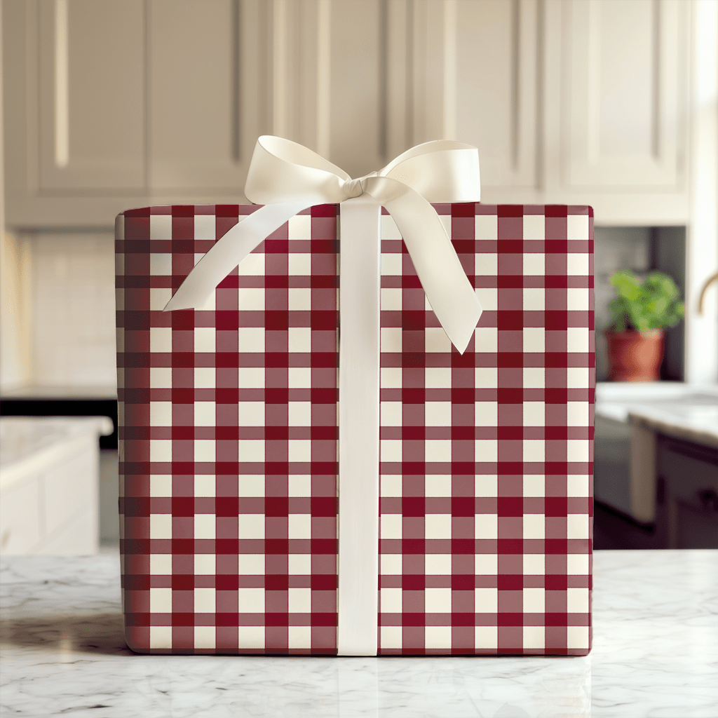Maroon Check - Wrapping Paper - Aspen & Arlo