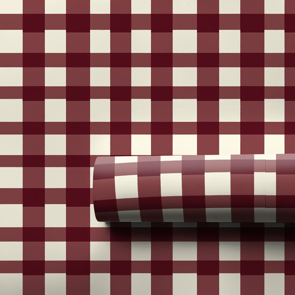Maroon Check - Wrapping Paper - Aspen & Arlo