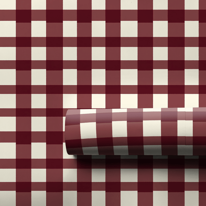 Maroon Check - Wrapping Paper - Aspen & Arlo
