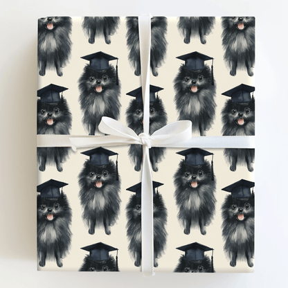 Black Pomeranian Graduate - Wrapping Paper - Aspen & Arlo