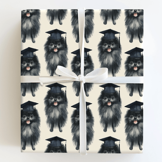Black Pomeranian Graduate - Wrapping Paper - Aspen & Arlo