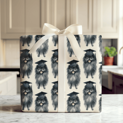 Black Pomeranian Graduate - Wrapping Paper - Aspen & Arlo
