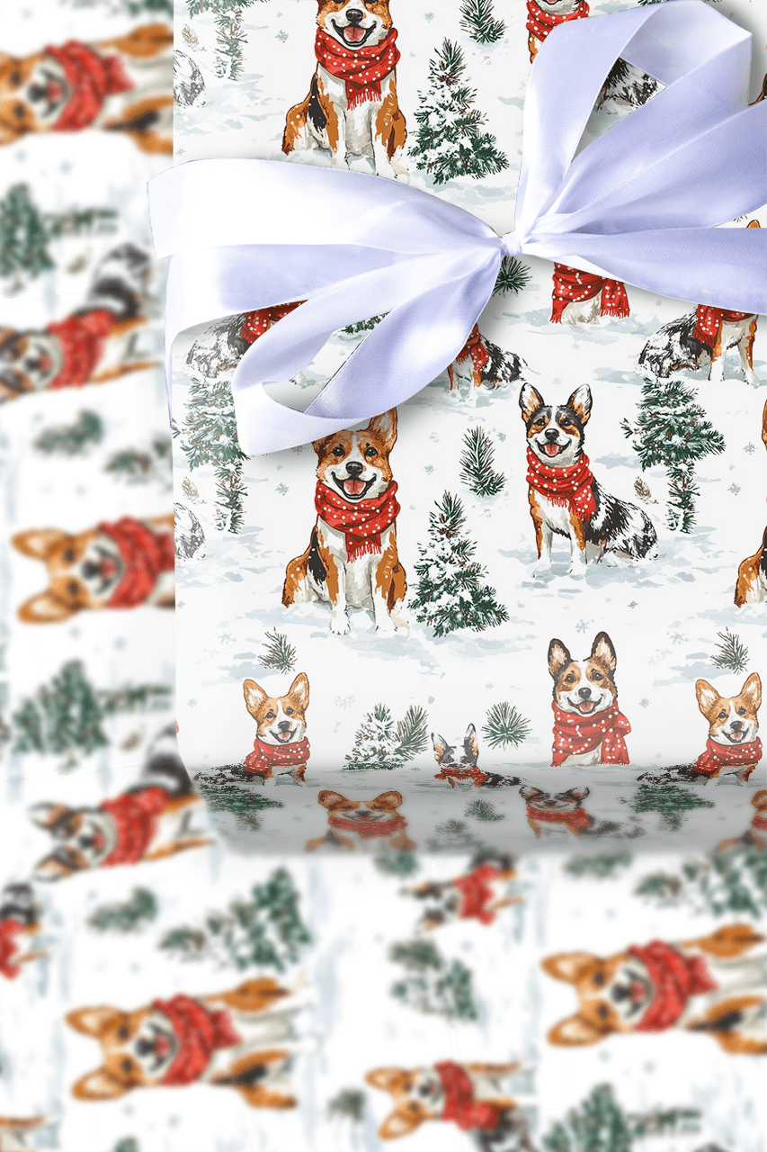 Snow Day for Red Heelers - Wrapping Paper - Aspen & Arlo