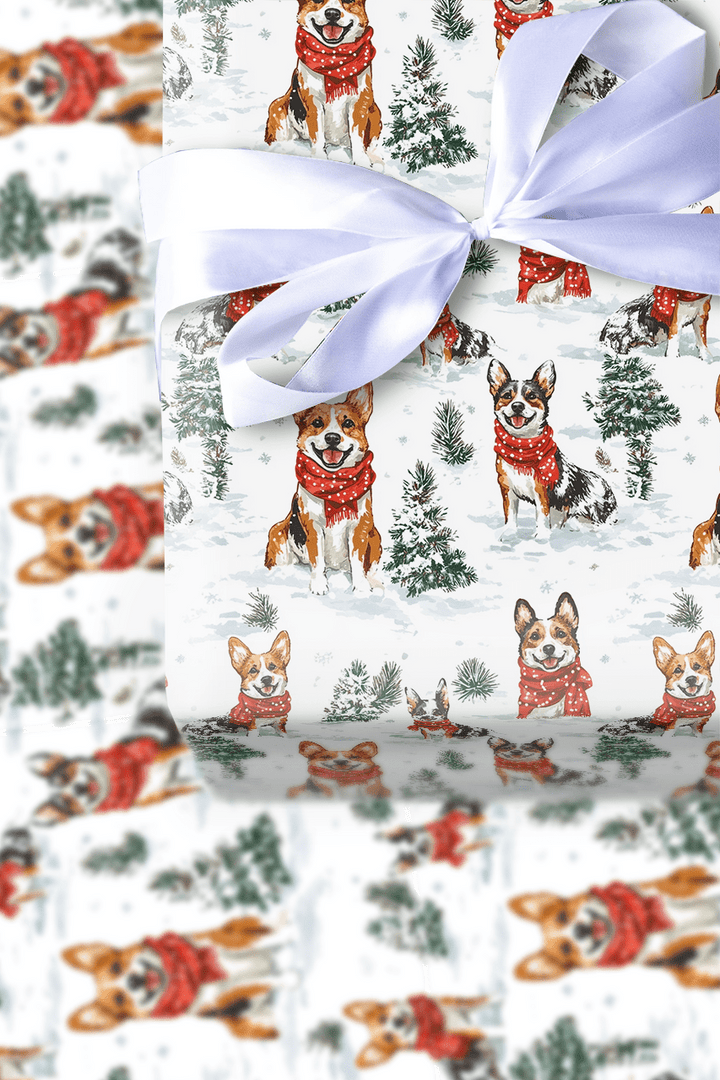 Snow Day for Red Heelers - Wrapping Paper - Aspen & Arlo