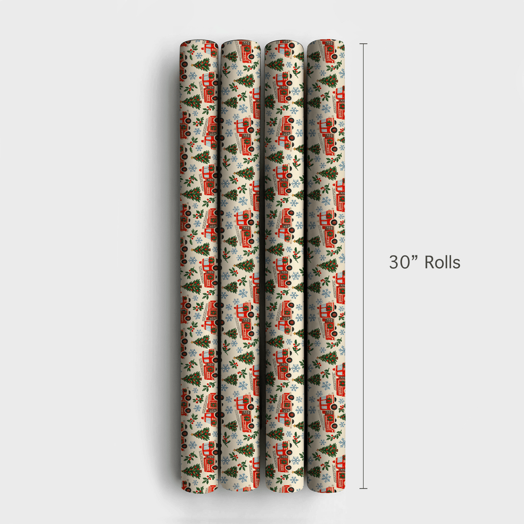 Fire Engine Wreaths - Wrapping Paper - Aspen & Arlo