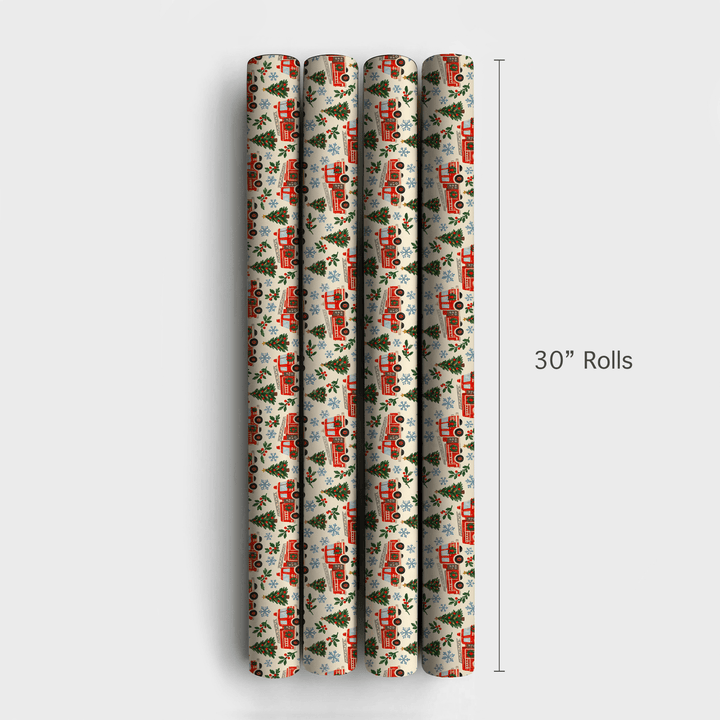 Fire Engine Wreaths - Wrapping Paper - Aspen & Arlo
