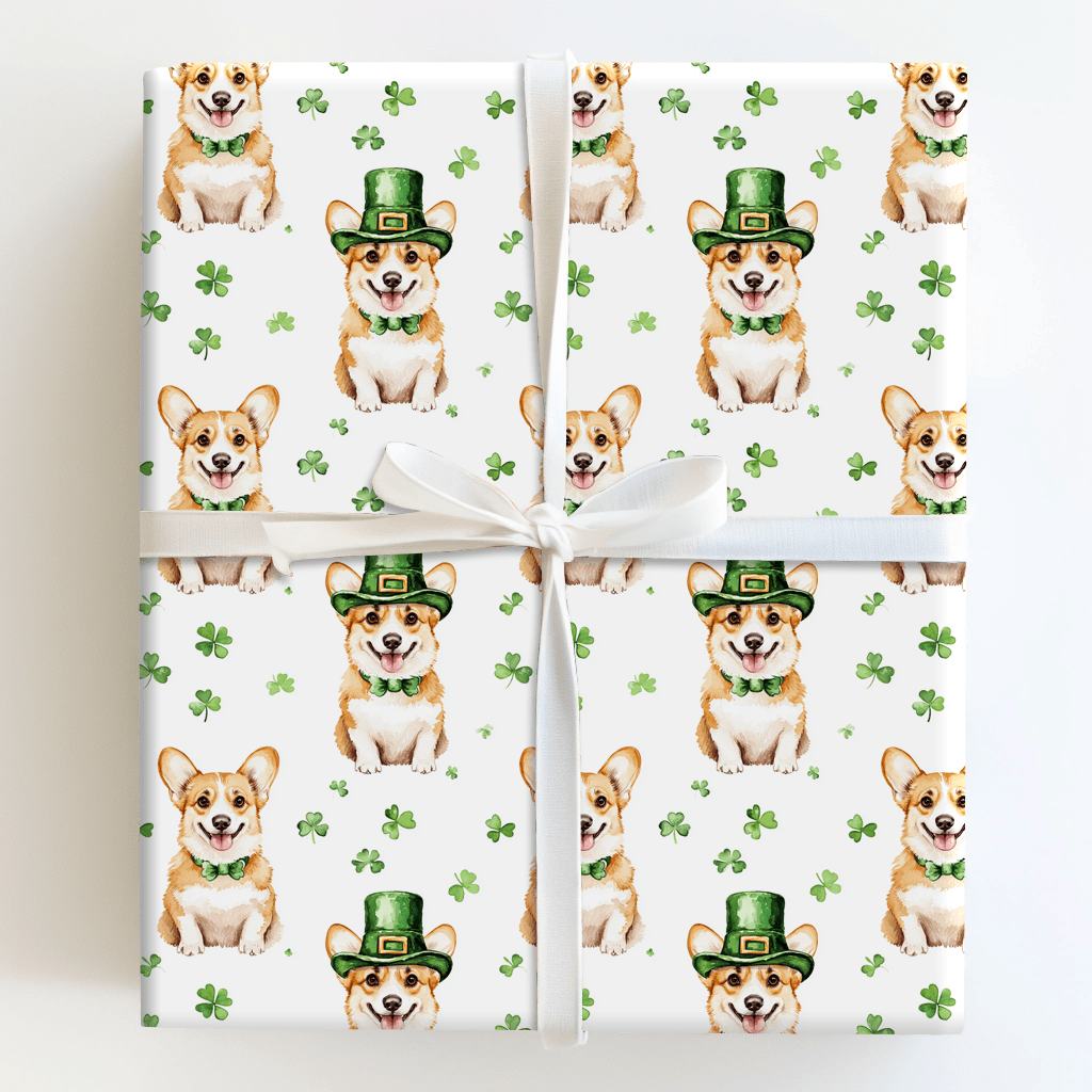 Leprechaun Corgi - Wrapping Paper - Aspen & Arlo