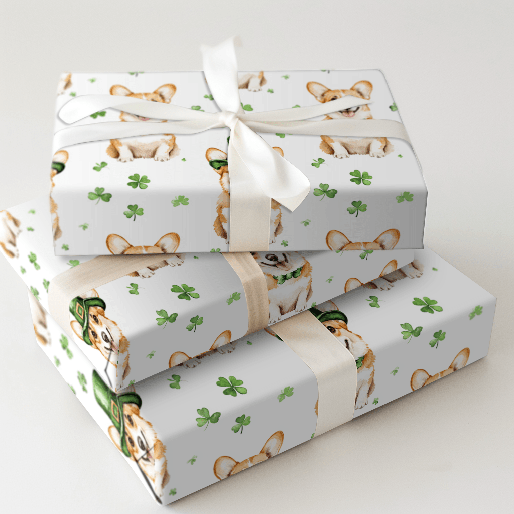 Leprechaun Corgi - Wrapping Paper - Aspen & Arlo