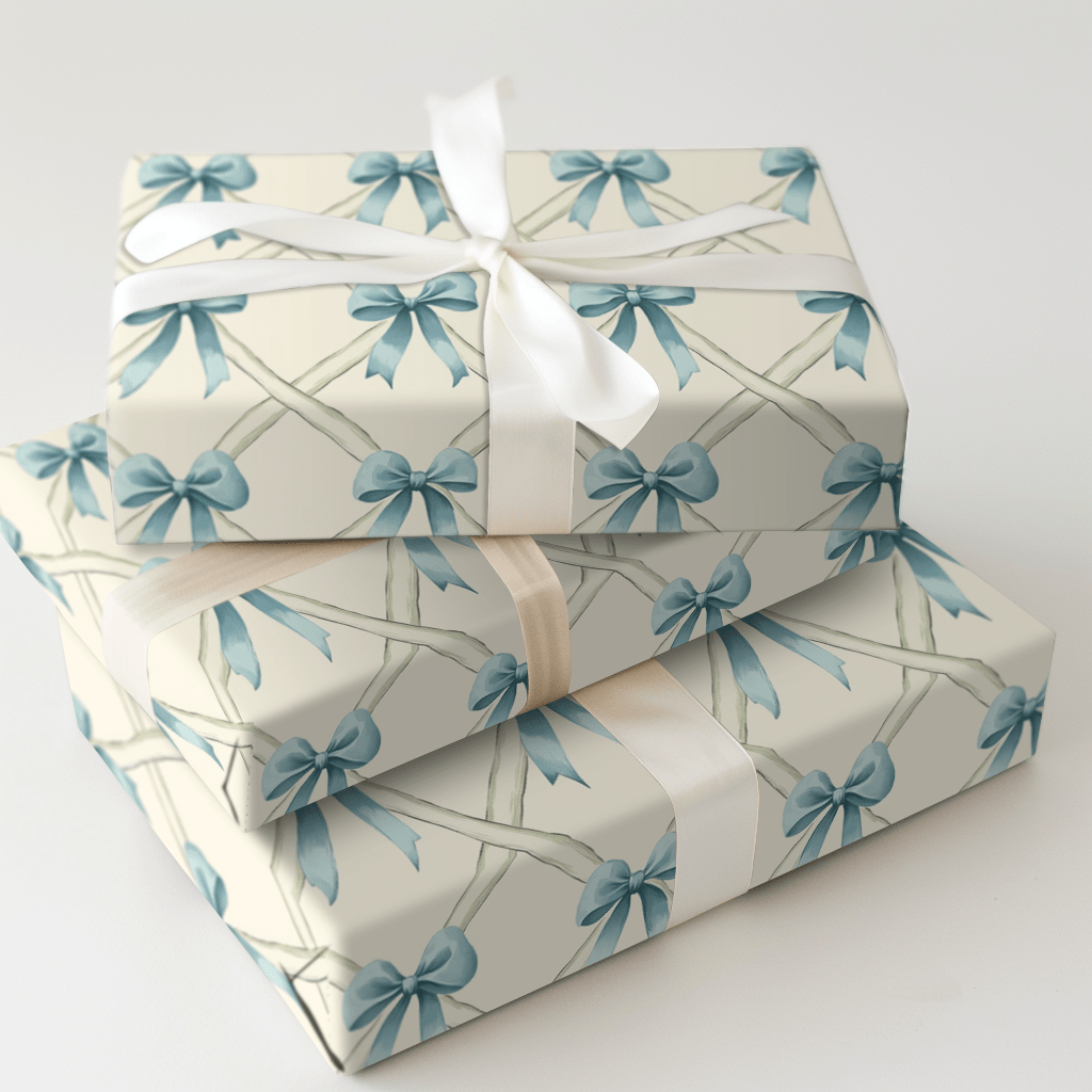 Whispering Blue Bows - Wrapping Paper - Aspen & Arlo