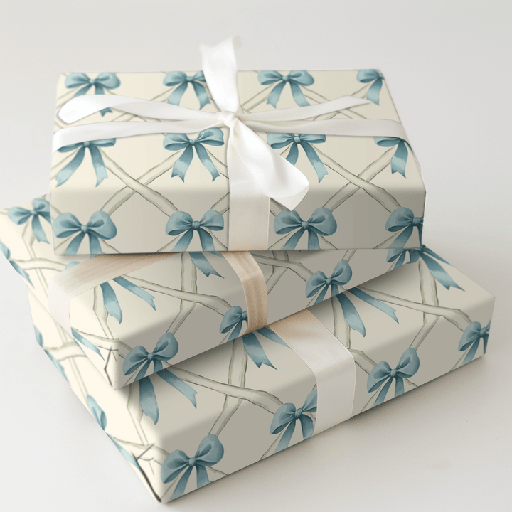 Whispering Blue Bows - Wrapping Paper - Aspen & Arlo