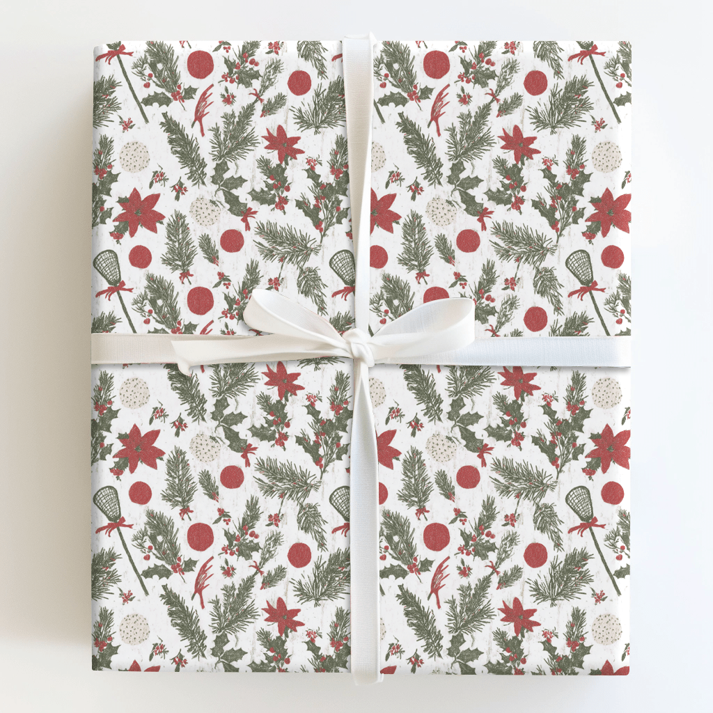 Vintage Lacrosse and Holly - Wrapping Paper - Aspen & Arlo
